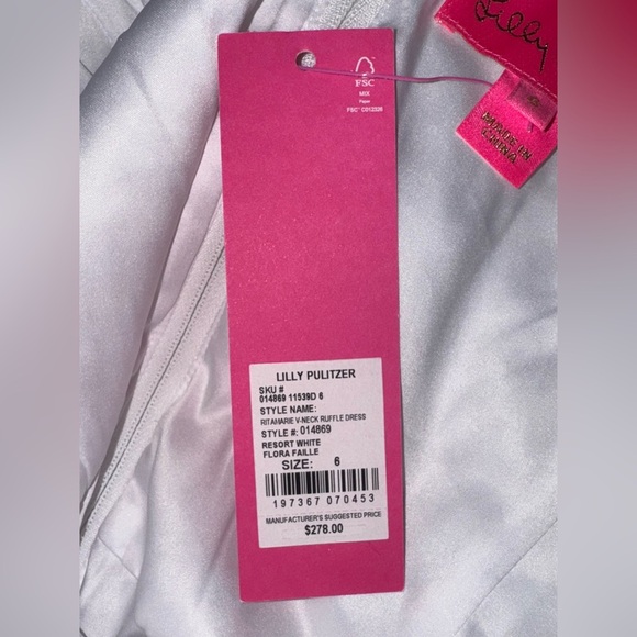 Lilly Pulitzer Ritamarie Ruffle Dress Resort White Flora Faille Sz 6 NWT - Picture 9 of 16